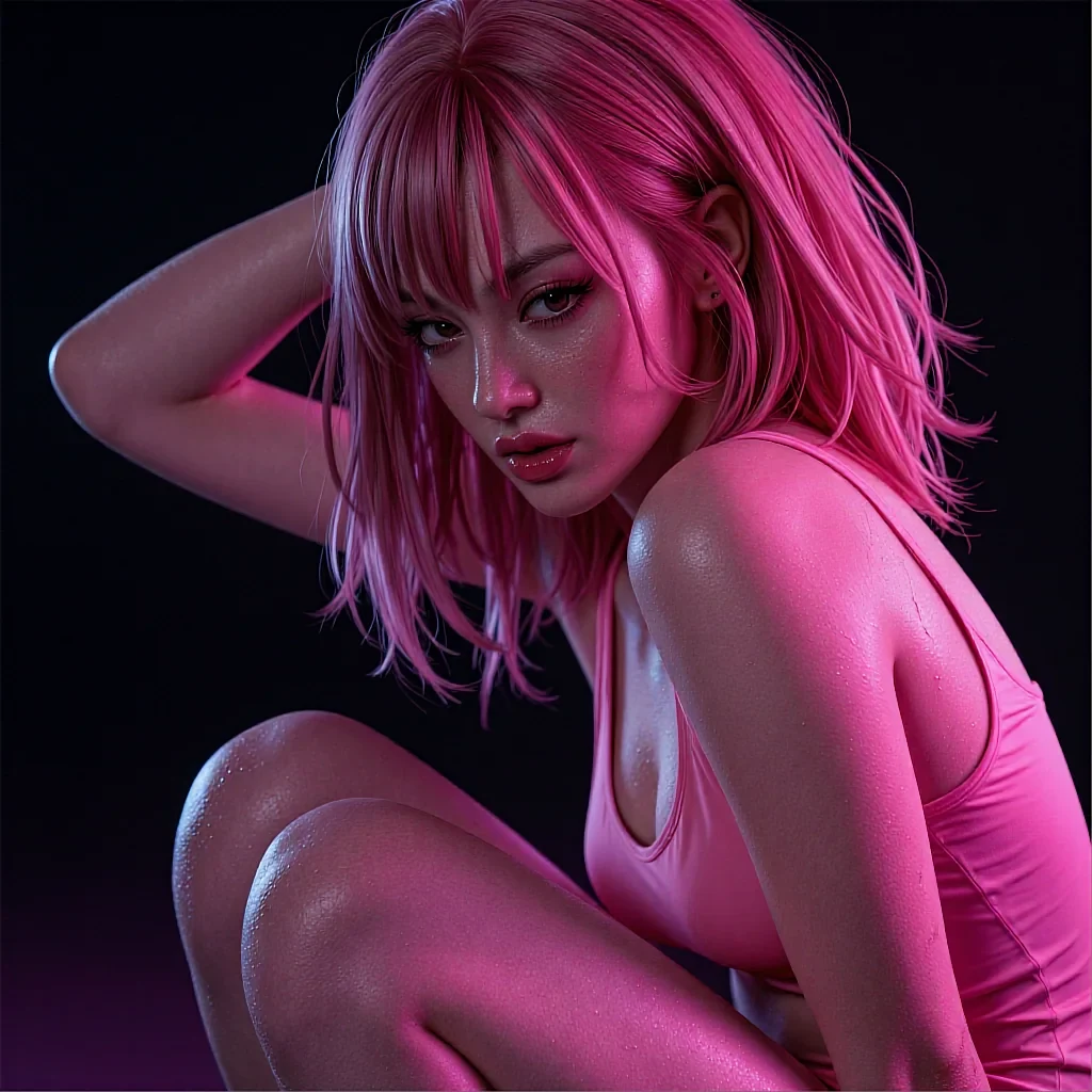 Square avatar of a fictional AI character with short blonde hair
